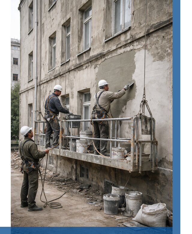 Капитальный ремонт фасада в Кумертау от 4288 р. | ВЫСОТНИК-Кра