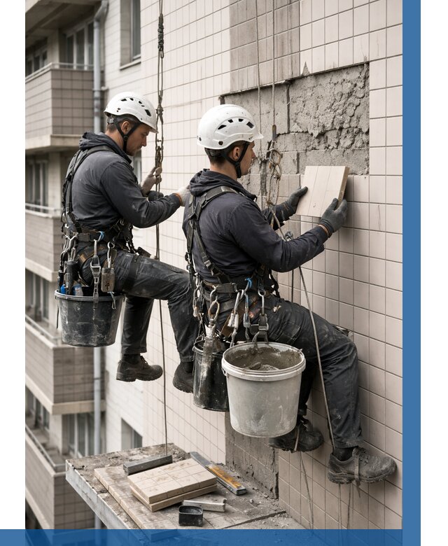 Ремонт облицовки фасада плиткой в Кумертау от 1838 р. | ВЫСОТНИК-Кра