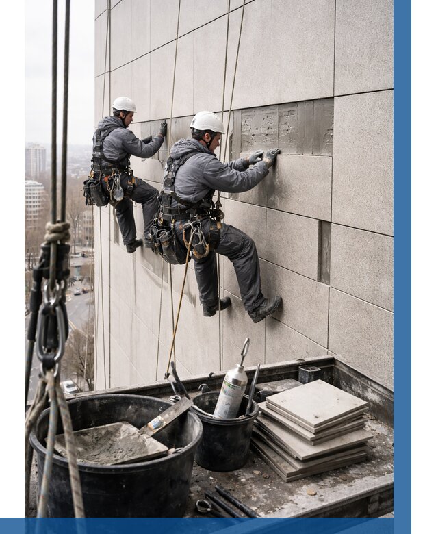 Ремонт фасада из керамогранита в Кумертау от 2552 р. | ВЫСОТНИК-Кра