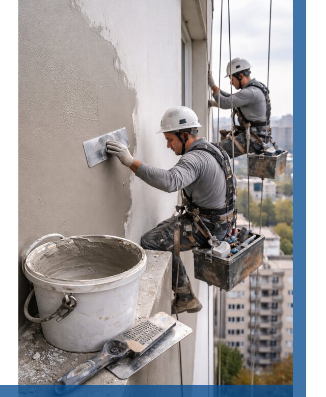 Шпаклевка фасада на высоте в Кумертау от 715 р. | ВЫСОТНИК-Кра