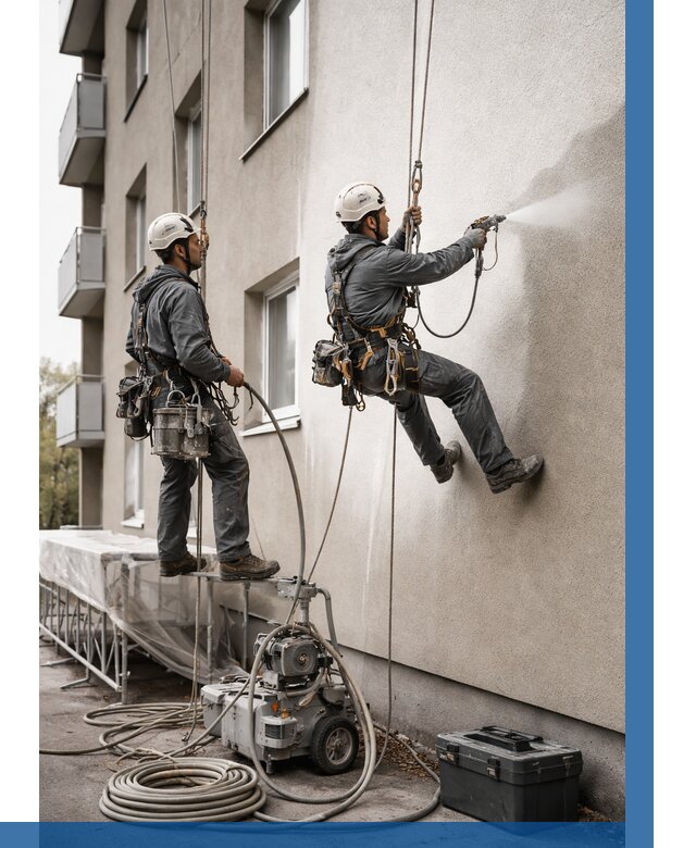 Безвоздушная покраска фасада в Кумертау от 225 р/м² | ВЫСОТНИК-Кра