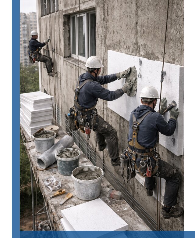 Утепление фасада пенополистиролом в Кумертау под ключ