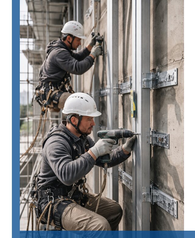 Монтаж и крепление подсистемы вентфасада в Кумертау