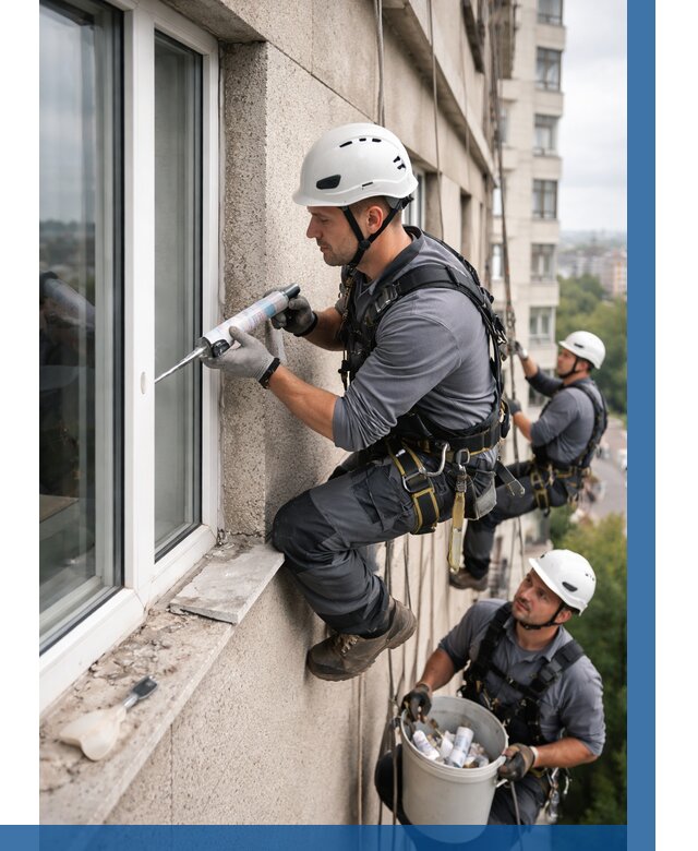 Герметизация оконных швов снаружи в Кумертау от 1531 р. | ВЫСОТНИК-Кра