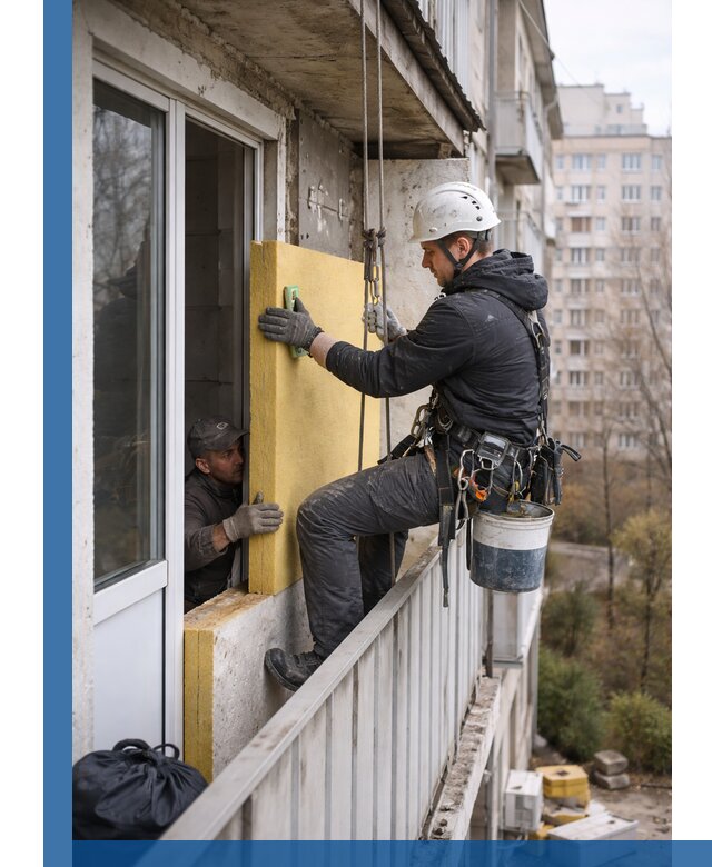 Профессиональное утепление балкона снаружи в Кумертау под ключ