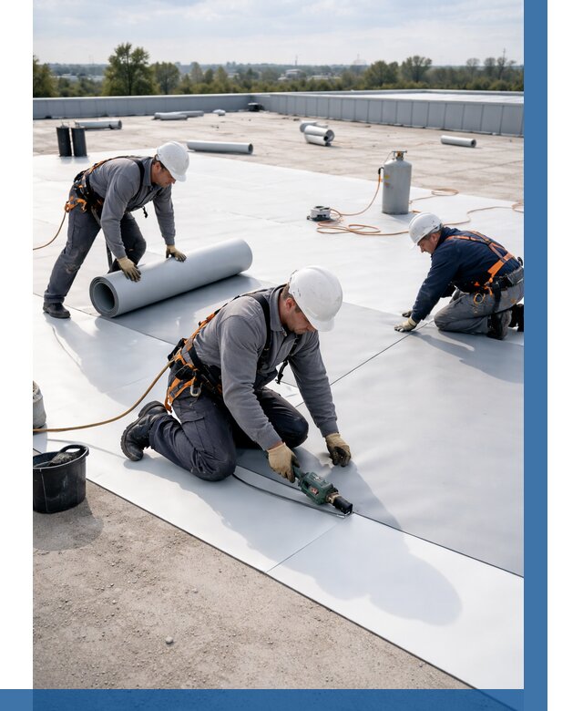 Монтаж мембранной кровли под ключ в Кумертау от 1225 р. | ВЫСОТНИК-Кра