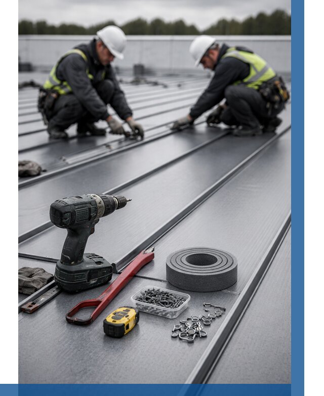 Монтаж фальцевой кровли в Кумертау от 1838 р. | ВЫСОТНИК-Кра