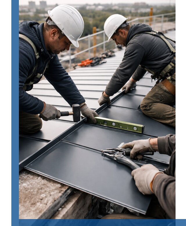 Монтаж фальцевой кровли в Кумертау для промышленных зданий