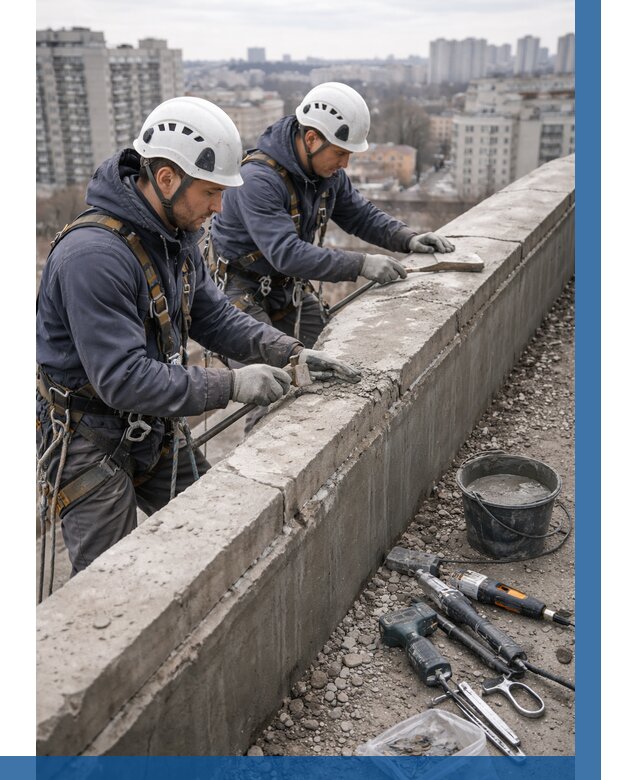 Ремонт парапета на кровле в Кумертау от 1531 р. | ВЫСОТНИК-Кра