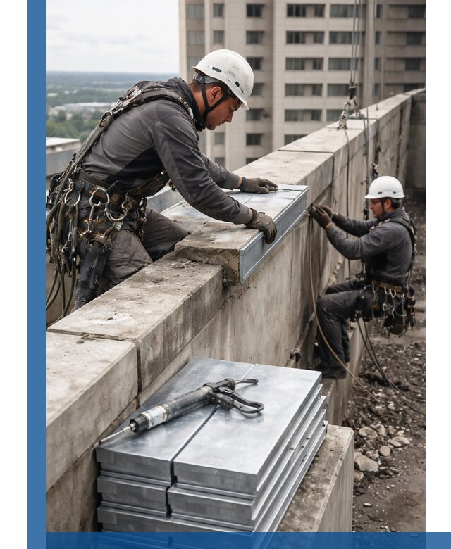 Замена парапетных крышек и установка новых в Кумертау