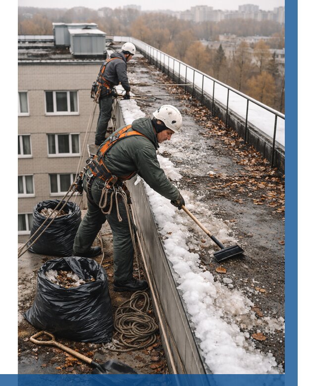 Очистка кровли по периметру в Кумертау от 561 р. | ВЫСОТНИК-Кра