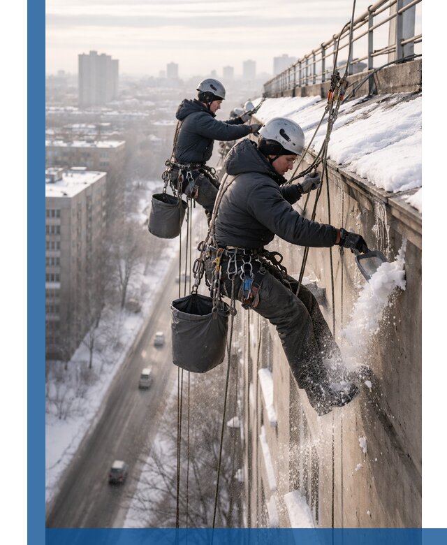 Очистка карнизов от снега в Кумертау профессионально и безопасно
