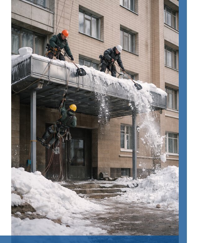 Очистка козырьков от снега в Кумертау от 3573 р. | ВЫСОТНИК-Кра