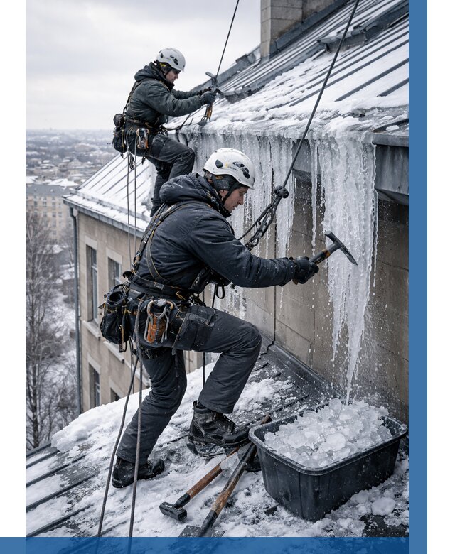 Удаление наледи с кровли в Кумертау от 5615 р. | ВЫСОТНИК-Кра