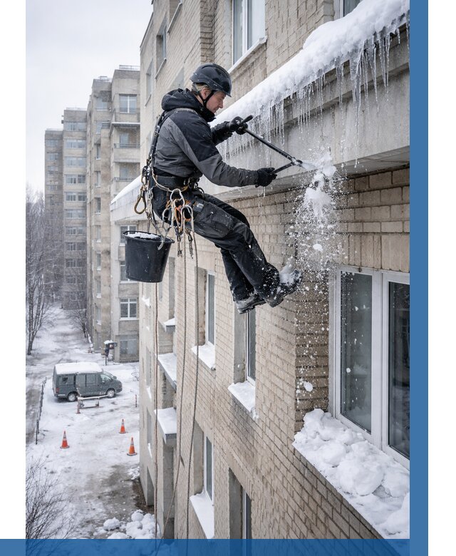 Удаление наледи с карнизов в Кумертау от 357 р. | ВЫСОТНИК-Кра