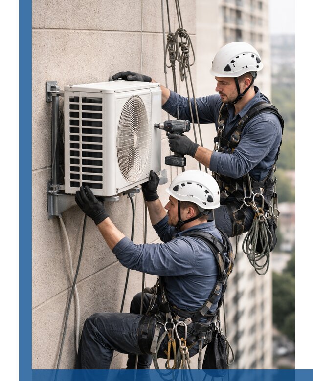 Монтаж внешнего блока кондиционера в Кумертау установка и крепление