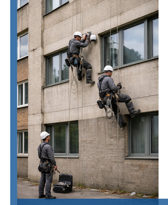 Монтаж фасадных камер видеонаблюдения в Кумертау под ключ