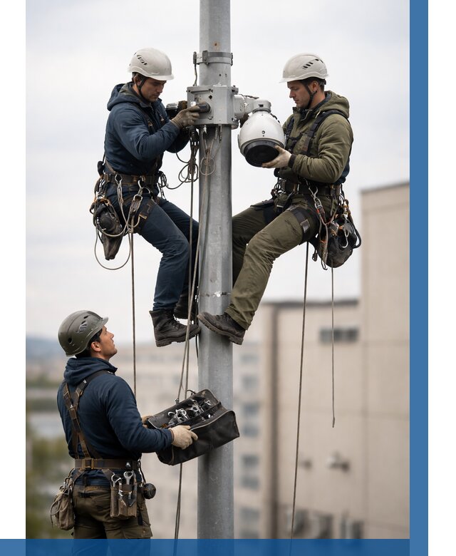 Установка видеокамер на мачте в Кумертау от 8678 р. | ВЫСОТНИК-Кра