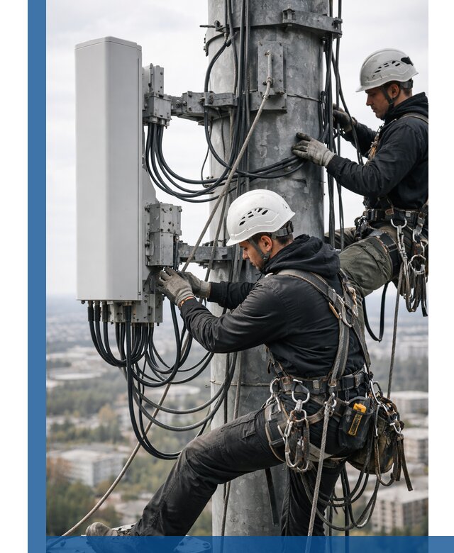 Монтаж оборудования связи на мачте в Кумертау с пусконаладкой