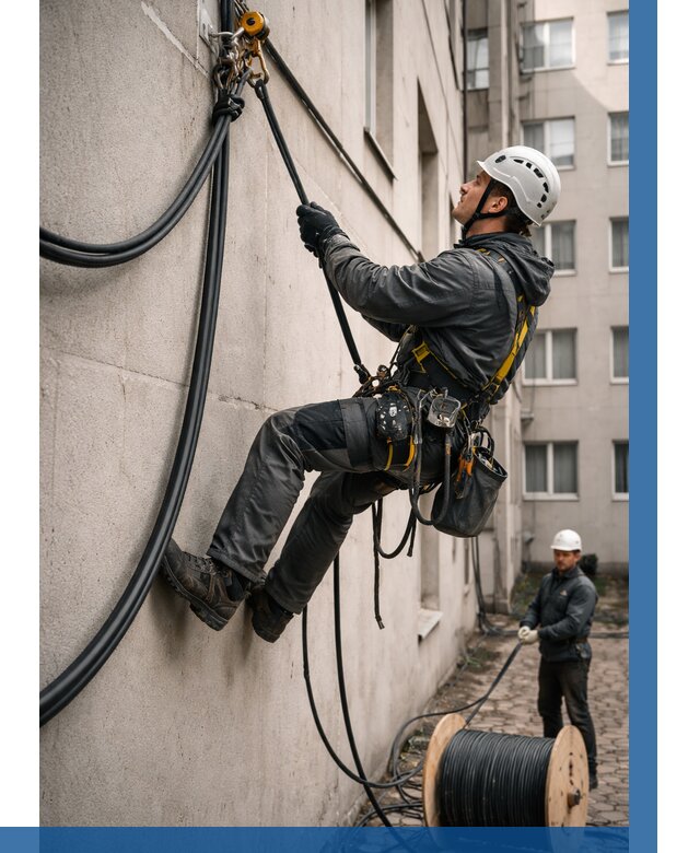 Протяжка кабеля питания на высоте в Кумертау от 459 р. | ВЫСОТНИК-Кра