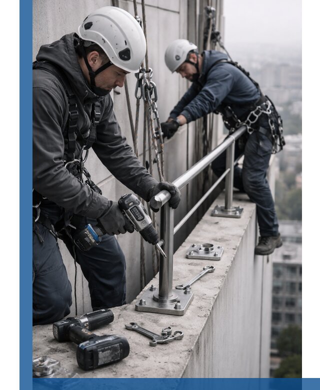 Монтаж перил на высоте в Кумертау для жилых и промобъектов