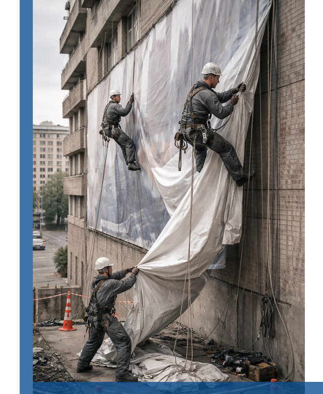 Демонтаж баннеров с фасада в Кумертау оперативно и безопасно