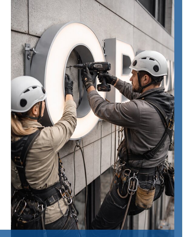 Монтаж световых букв в Кумертау от 3063 р. под ключ ВЫСОТНИК-Кра