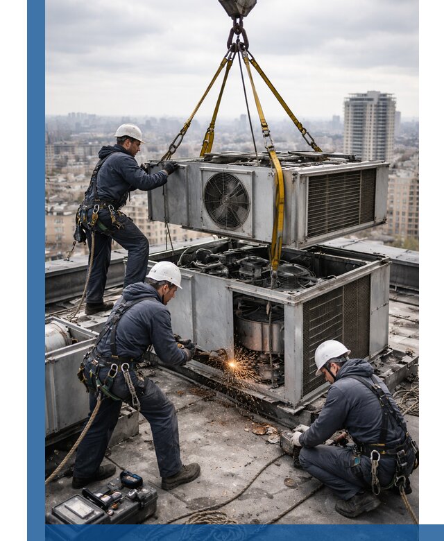 Демонтаж крышной установки в Кумертау любой сложности