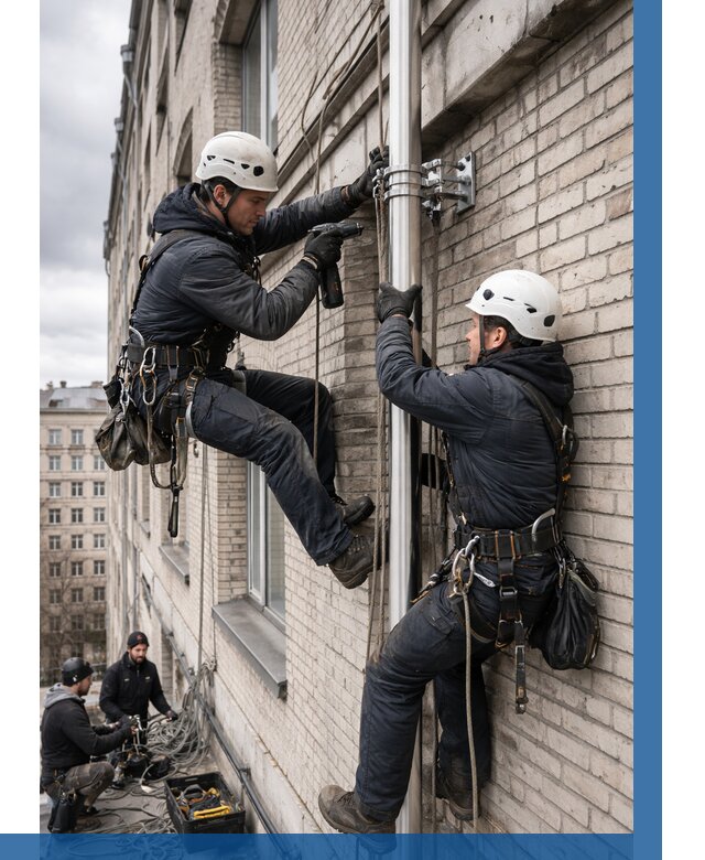 Монтаж флагштока на здании в Кумертау от 6636 р. | ВЫСОТНИК-Кра