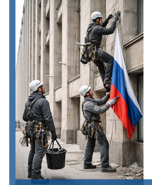 Профессиональная установка флагов на фасаде в Кумертау