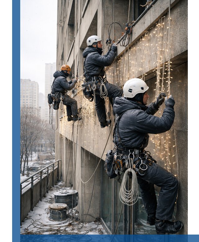 Монтаж новогодней иллюминации и украшение фасадов в Кумертау