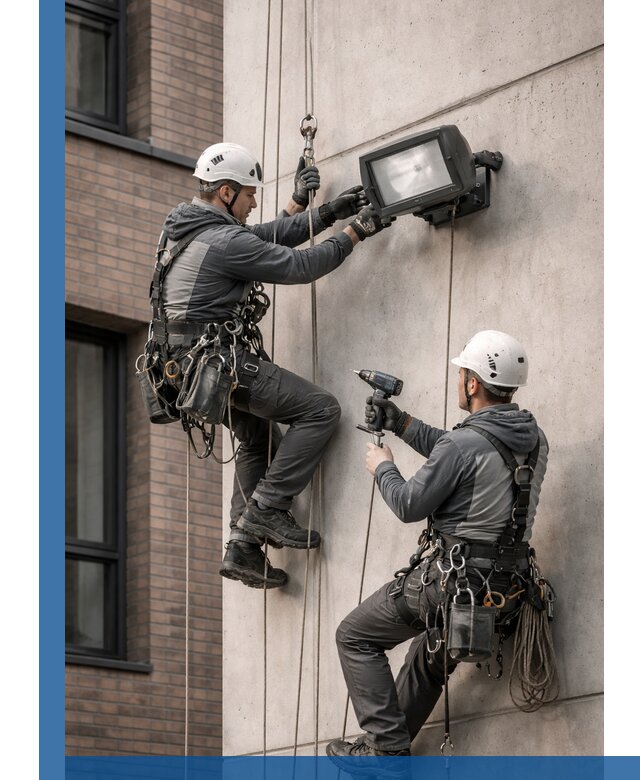 Профессиональный монтаж фасадных прожекторов в Кумертау под ключ