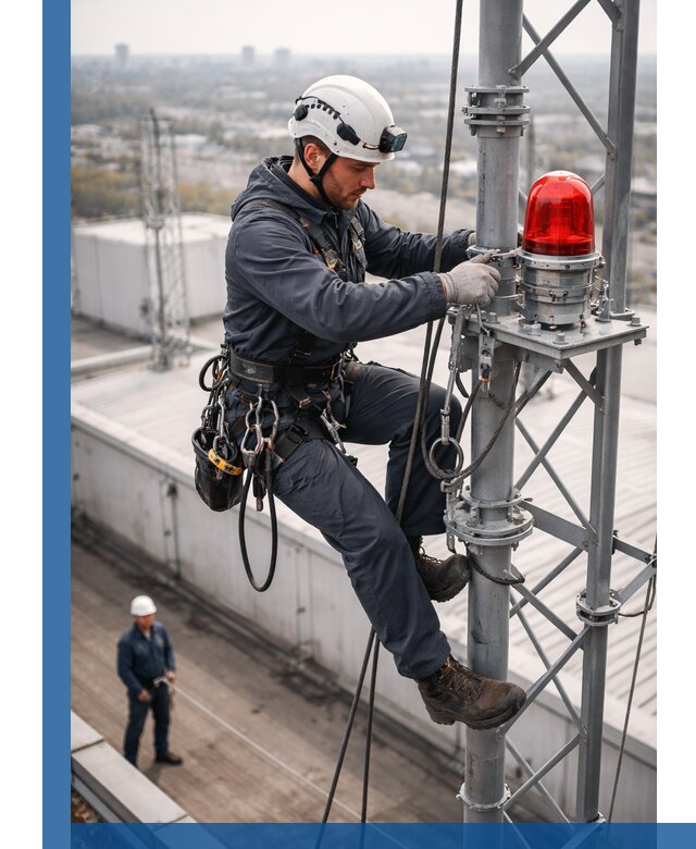 Монтаж заградительных огней и обслуживание объектов в Кумертау