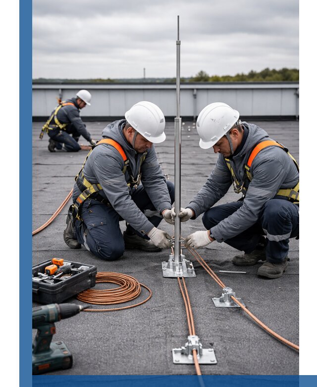 Монтаж молниезащиты на кровле в Кумертау под ключ с гарантией