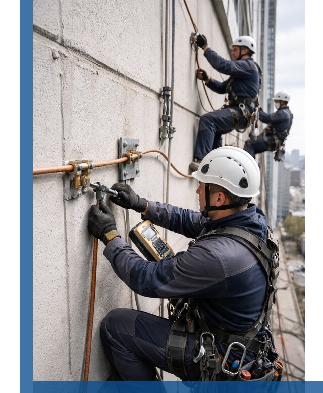 Монтаж системы заземления здания и молниезащиты в Кумертау