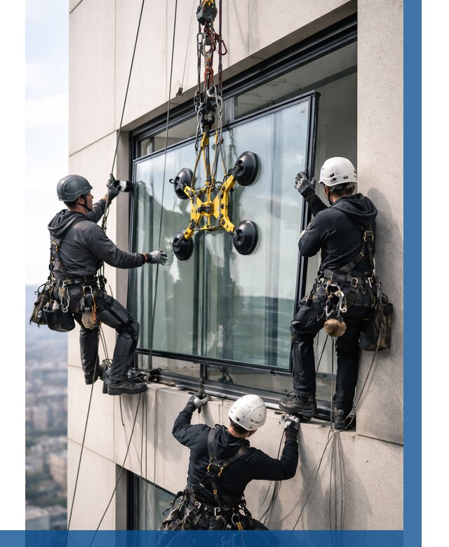 Монтаж стеклопакетов на высоте в Кумертау от 3267 р. | ВЫСОТНИК-Кра