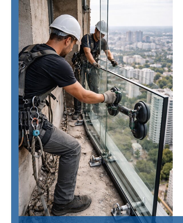 Монтаж стеклянных ограждений под ключ с гарантией в Кумертау