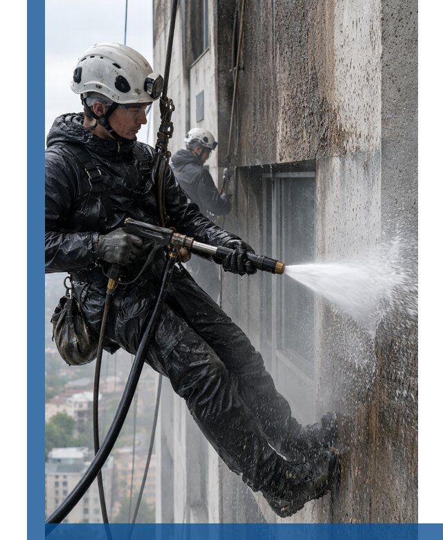 Гидроструйная очистка фасадов и конструкций в Кумертау