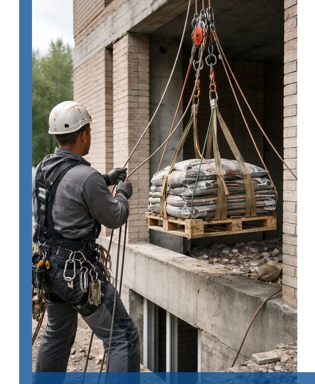 Подъем материалов на этаж веревками в Кумертау оперативно