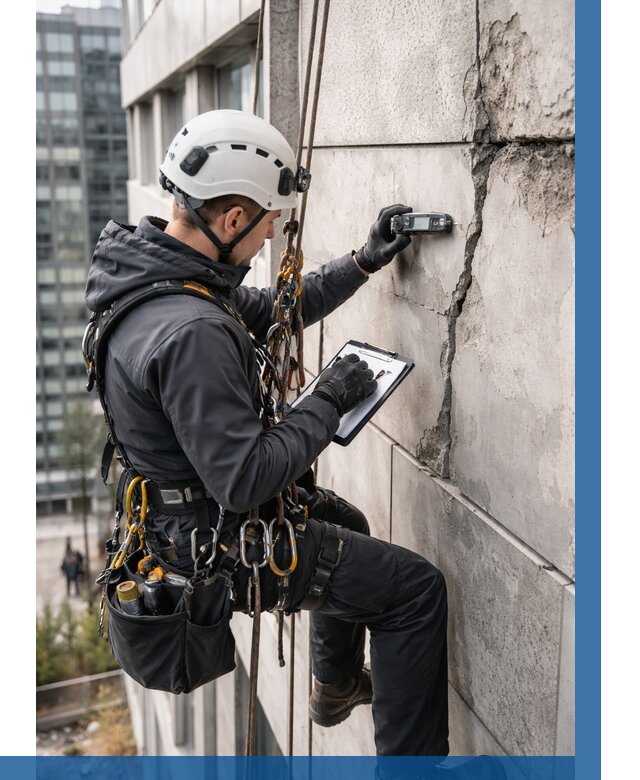 Обследование фасада альпинистами в Кумертау от 123 р. | ВЫСОТНИК-Кра